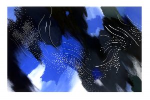 Angèle Guerre, plasticienne, 2023 « Mer Trouble IV », papiers incisés au scalpel et pastel, dimensions 120 x 80cm  