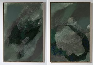 Angèle Guerre, visual artist, January 2025 “Terres troubles XI” and “Terres troubles XII”, paper incised with a scalpel, dry pastel and oil, 120 x 80cm 