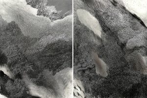 Angèle Guerre, visual artist, Conscious exhibition, “Ce que l’on entend de la fin du jour”, Paris, January 2026. “Vertiges, un soir XI”, dimensions 80 x 60 cm, “Vertiges, un soir X”, dimensions 80 x 60 cm, pastel and incisions on paper, graphite