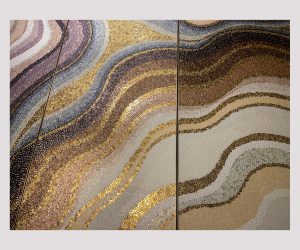 Valérie Henry – House of Talent, contemporary art sale. Mathilde Jonquière, mosaic artwork, 3 pannels, 2025, 355 cm x 275 cm, original piece