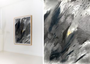 Valérie Henry – House of Talent, contemporary art sale. Angèle Guerre, Vertiges, un soir IV, pastel and incisions on paper, graphite, 2026, 150 cm x 107 cm, original piece