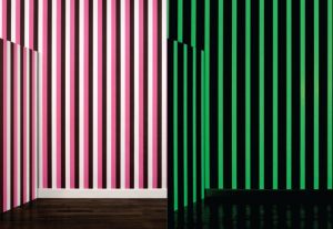 “Stripes” wallpaper, Collection Phosphowall – papier peint à encre phosphorescente. Ich&Kar’s Phosphowall a été élu lauréat du Wallpaperlab 2008 