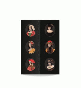 Ich&Kar designed Les Arts Décoratifs Museum greetings cards 2016 : an exercice in style and a new challenge for the graphic designer ! Ich&Kar dressed the card up as a fancy object of the XVIIth century. Opening it, we discover 6 portraits in disguise hiding behind 6 cheval glasses.