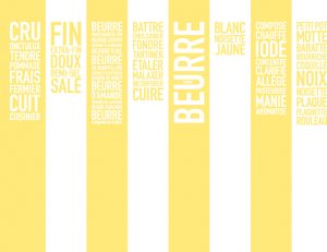 Design of a wall of words for the exhibition ” Butter, Butter, Butter ” – Milk Factory