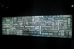 Design of a wall of words for the exhibition « Musique and Cinema » – Cité de la Musique, Paris.