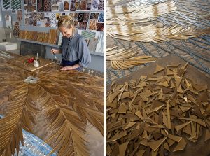 Mathilde Jonquière, mosaic artist, work in progress. © photo Pierre-Olivier Deschamps