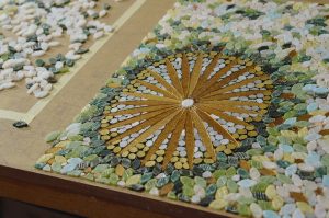 Mathilde Jonquière × Diptyque, Water garden, June 2026, Paris. In tune with the Eau des Sens fragrance and the collection, Mathilde Jonquière created seven original mosaic artworks, extending the visual world of the collaboration beyond the physical object. © Christophe Coënon