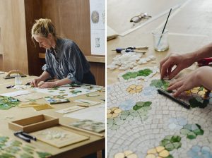 Mathilde Jonquière × Diptyque, Water garden, June 2026, Paris. For the Water Garden limited-edition, Diptyque collaborated with Mathilde Jonquière, a contemporary mosaic artist whose work is rooted in a sensitive exploration of light, materials, and the rhythm of surfaces.
© Christophe Coënon