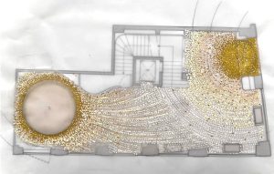 Mathilde Jonquière, mosaic artist, December 2020, Mosaic floor 77m2, Cartier store, rue du Faubourg Saint-Honoré, Paris. Preliminary drawing.