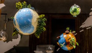 Soline d’Aboville, scenographer, april 2019, Creating Delicious Journey, Relais & Châteaux store, Paris. Each planet tells the story of a place in R&C network and suggests the magic that occurs in the eyes of the guests, creating the occasion of an unforgettable experience, of a «delicious journey».