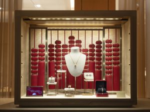 Soline d’Aboville, scenographer, January 2020, Chinese New Year,  Cartier windows, Milano. 