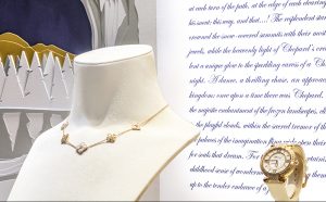 Soline d’Aboville, scenographer, December 2019, Christmas 2019 windows, Chopard. The Christmas window decorations developed by Soline d’Aboville are directly inspired by the tale: three giant sculpted books are opened and suggest Arty’s adventures written in the book as three chapters of the story.