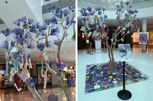 William Amor, upcycling artist, floral installation “Les Bouteilles à la Mer”, Centre Beaugrenelle, Paris XV, from 7 April to 30 June 2022. A second artwork created with messages written by the public and schools is also exhibited and will be auctioned for the benefit of the association Les Bonnes Fées on 23 June 2022.