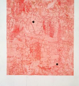 Nicolas d’Olce, Séquelle planétaire rose 1, plâtre, fibre de verre, résine acrylique, teintes à l’eau, pigments, 2022, 163 cm x 197 cm, pièce unique