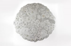 Eudes Menichetti, White Actiniaria, résine polyuréthane, patine, coquillages, 2023, 100 cm x 92 cm, pièce unique


