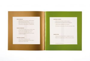 Chaque menu est imprimé dans cette harmonie de couleurs gourmandes. En ouverture une photographie
de Bernard Plossu ouvre le bal des festivités.