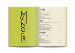 Bam, Paris. Menu.