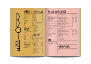 Bam, Paris. Menu.