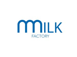 Milk Factory : un logotype mis en abîme, une typographie toute en rondeur, une malicieuse nuance entre courbes et carrés, une idée d’inter-relation entre liquide et solide.