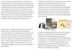 Interview de Mathilde Jonquière par l’illustratrice Cassandre Montoriol ; textes de Marie-Anne Bruschi.