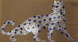 Mathilde Jonquière, artiste mosaïste, décembre 2022, fresque originale en mosaïque de 9m2 pour la boutique Cartier à Taipei.