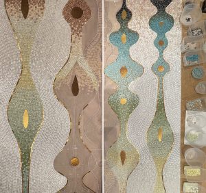 Mathilde Jonquière, artiste mosaïste, mars 2026, fresque en mosaïque de 2200 x 1630 mm pour appartement privé, work in progress, Paris. 