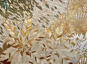 Mathilde Jonquière, artiste mosaïste, septembre 2026, fresque en mosaïque de 200 x 89,67 cm pour le film Cartier Fauna, La Panthère et les Inséparables. © Publicis Luxe, © Elsa Muse